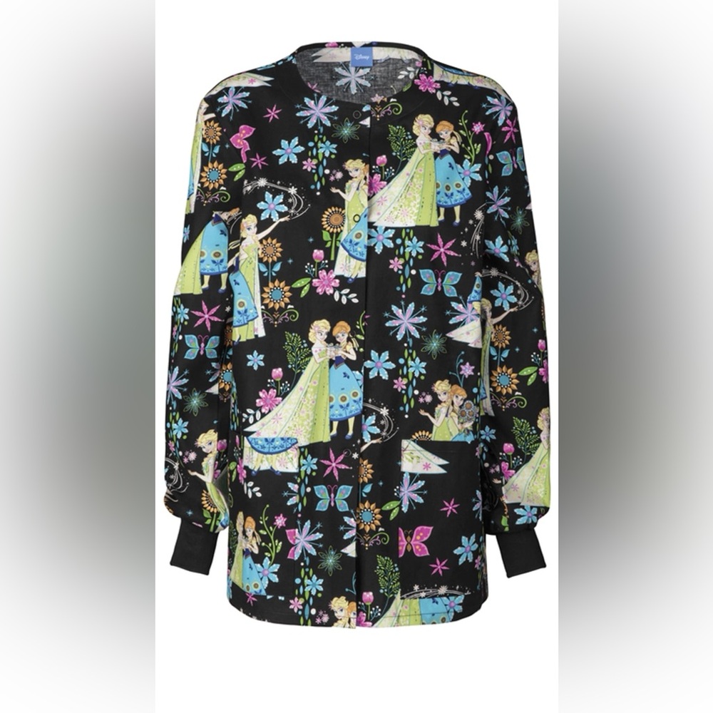 Frozen Cherokee Scrub Tooniforms Disney Snap Front Warm Up Jacket 6350C 5x 5xl